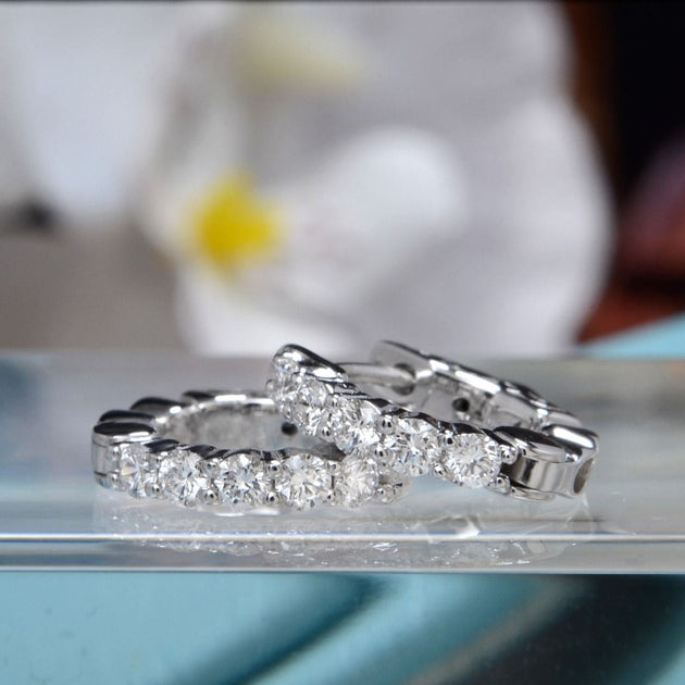 0.50 Carat Round Cut Diamond Classic Prong Hoop Earrings - Image 3