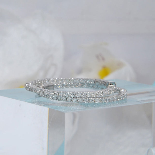 1.50 Carat Round Cut Diamond Inside Out 30mm Hoop Earrings - Image 3