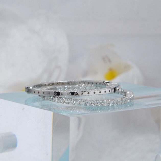 1.50 Carat Round Cut Diamond Inside Out 30mm Hoop Earrings - Image 4