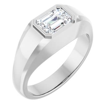 0.70 Ct. East to West Men's Engagement Ring Emerald Cut H Color VVS2 GIA Certified