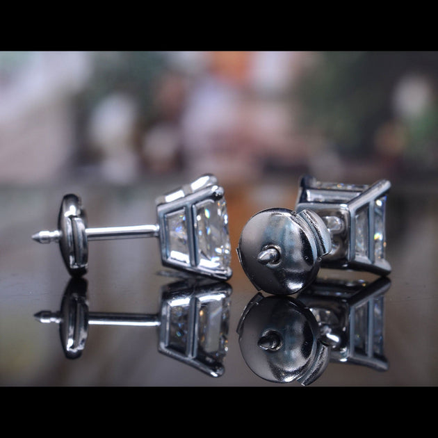 4 Carat Platinum Princess Cut Diamond Stud Earrings I Color VS1 GIA certified - Image 4