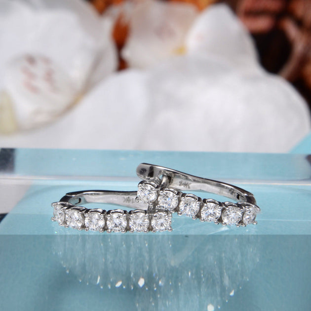1 Carat Natural Diamond Hoop Earrings - Image 3