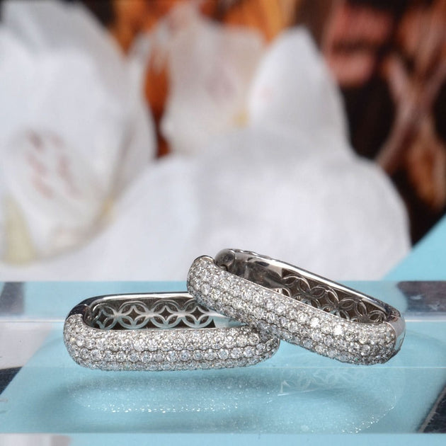 2.00 Carat Round Cut Micro Pave Diamond Hoop Earrings - Image 3