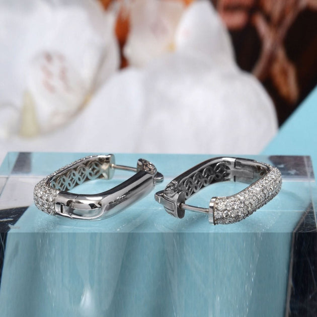 2.00 Carat Round Cut Micro Pave Diamond Hoop Earrings - Image 4