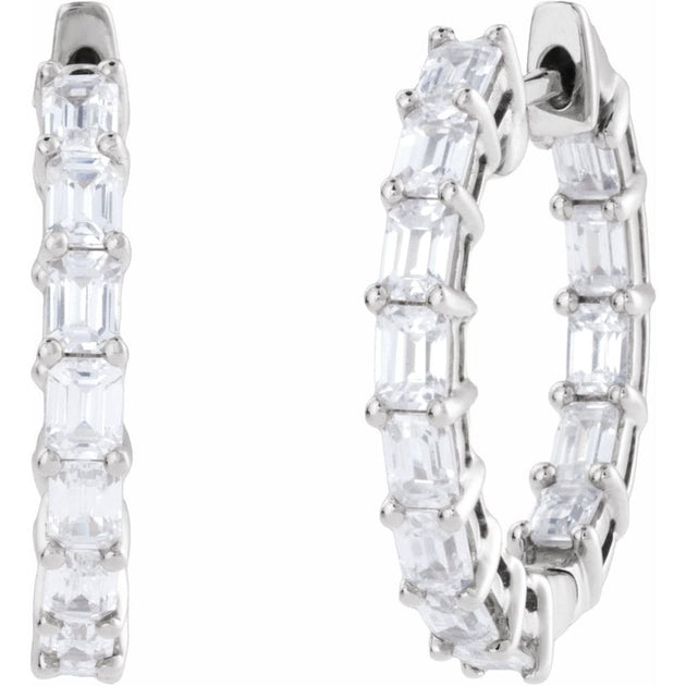 Emerald Cut Inside Out Hoop Earrings 21mm Diameter (3.00 Ctw.) - Image 2