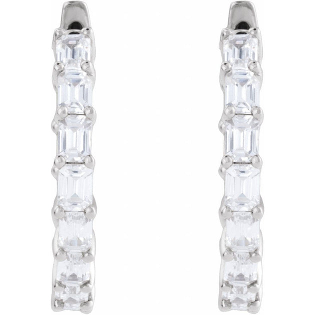 Emerald Cut Inside Out Hoop Earrings 21mm Diameter (3.00 Ctw.) - Image 4