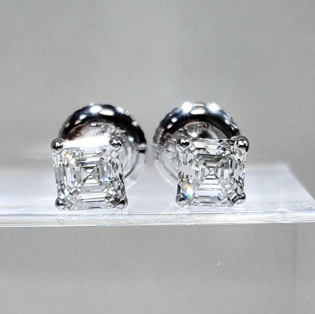 Asscher Cut Diamond Stud Earrings –