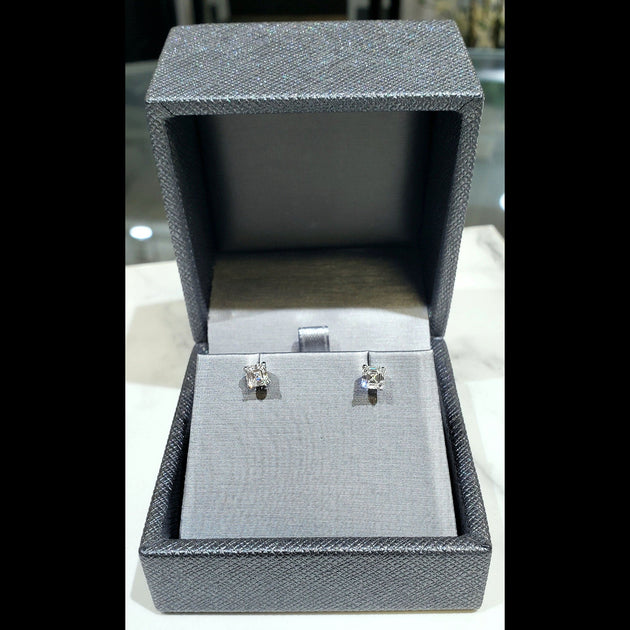 0.90 Ct. Asscher Cut Diamond Stud Earrings - Image 4