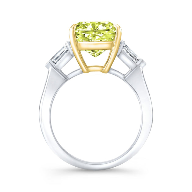 Fancy Yellow Cushion and Bullet Cut Diamond Ring | 4.10 Ct