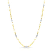 Paper Clip Chain Bezel Round Cut Diamond Necklace