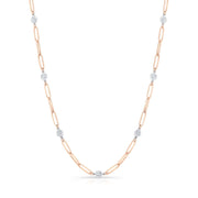 Paper Clip Chain Bezel Round Cut Diamond Necklace
