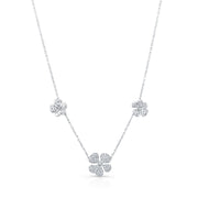 Three Flower Diamond Pave Necklace