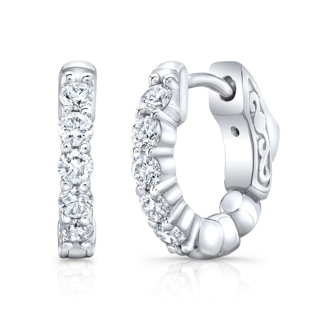 0.50 Carat Round Cut Diamond Classic Prong Hoop Earrings - Image 2