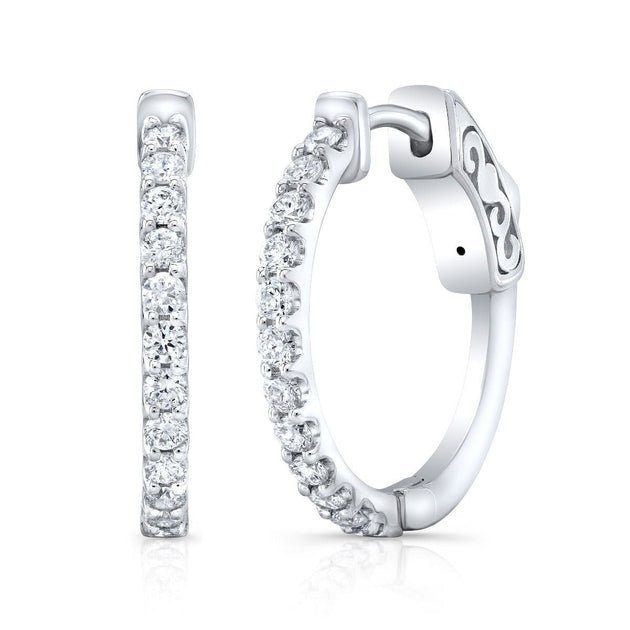 0.40 Carat Round Cut Diamond Hoop Earrings 18mm Diameter - Image 2