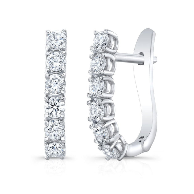 1 Carat Natural Diamond Hoop Earrings - Image 2