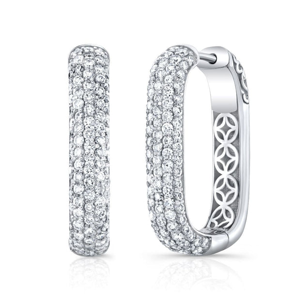 2.00 Carat Round Cut Micro Pave Diamond Hoop Earrings - Image 2