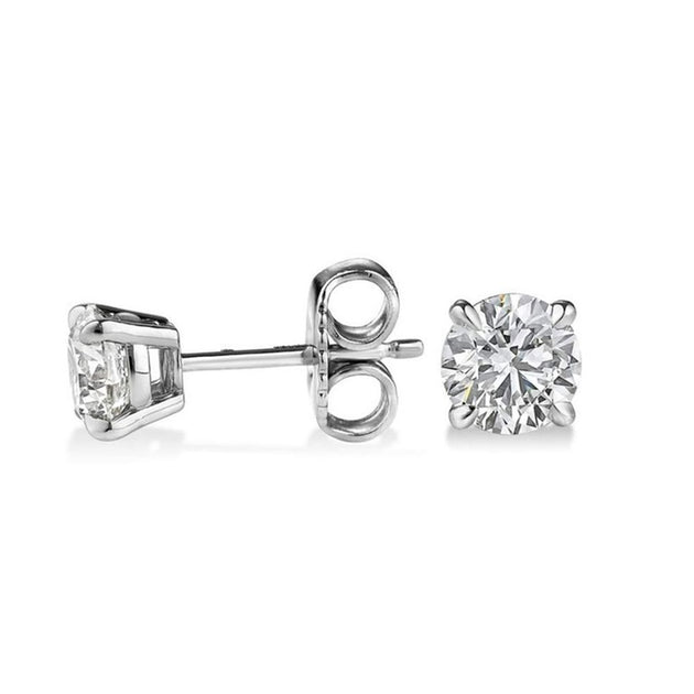 0.80 Carat Round Cut Natural Earth Mined Diamond 4 Prong Stud Earrings - Image 4