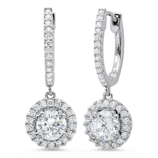 1.20 ct. U-Pave Lever Back Halo Diamond Earrings - Image 2