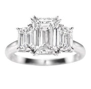 2.60 Ct. 3 Stone Emerald Cut & Trapezoids Diamond Ring F Color VS1 GIA certified