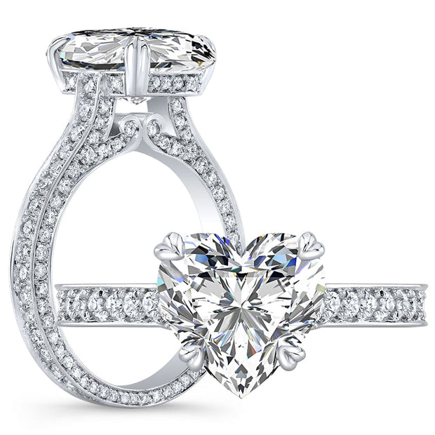 Hidden Halo Heart Shaped Engagement Ring