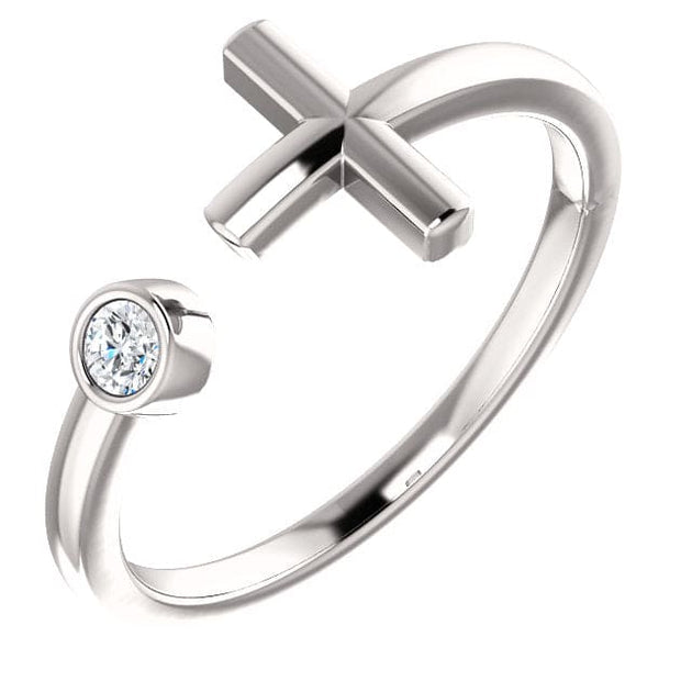 Bezel Diamond Cross Cuff Ring - Image 2