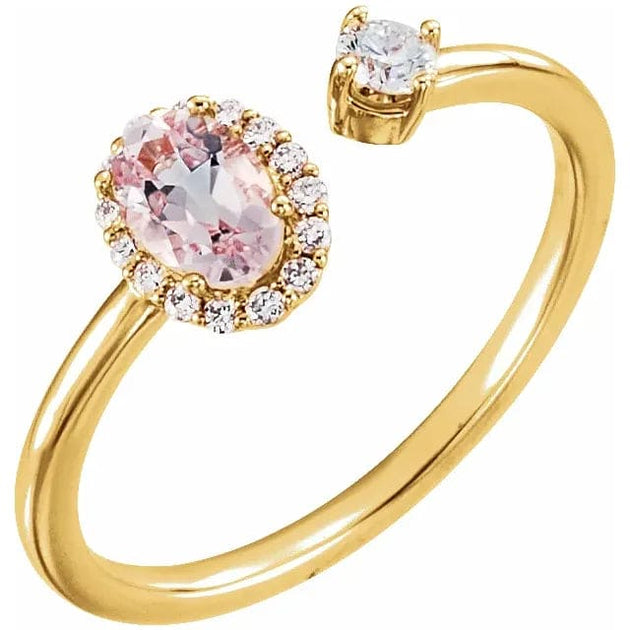 Pink Morganite & Diamond Cuff Ring - Image 3