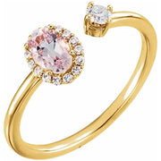 Pink Morganite & Diamond Cuff Ring