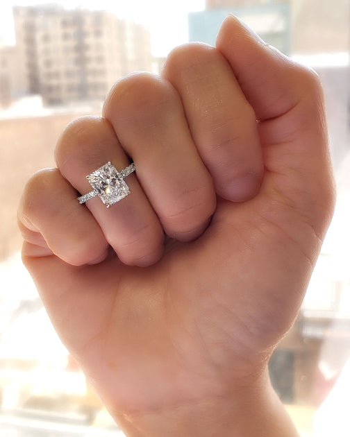 Elongated Radiant Hidden Halo Engagement Ring, Ctw I VS2 GIA