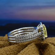 Canary Fancy Light Yellow Radiant Cut Diamond Ring Side View