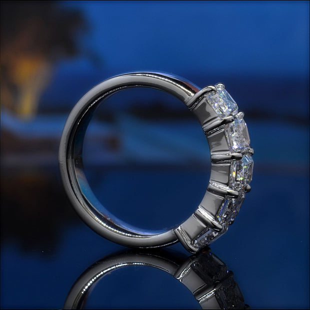 2.50 Ct. Emerald Cut 5 Stone Diamond Ring F-G Color VS1 Clarity
