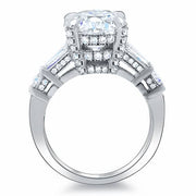 Emerald Cut Hidden Halo Engagement Ring Profile View