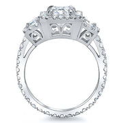 3.11 Ct. Halo Cushion Cut Eternity Diamond Engagement Ring F,VS2 GIA