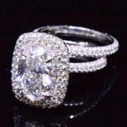 5.61 Ct. Oval Cut Diamond Halo Engagement Bridal Set GIA Platinum