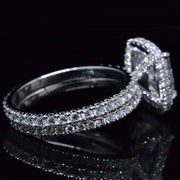 4.20 Ct. Cushion Cut Diamond Halo Engagement Ring Set E,SI1 GIA