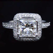 2.50 Ct. Princess Cut Halo Pave Engagement Ring J Color VS1 GIA Certified