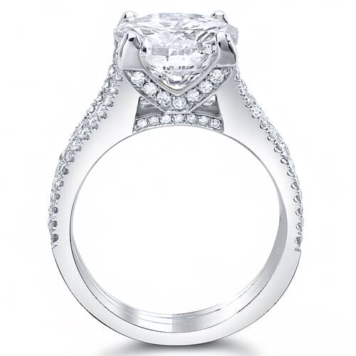3.29 Ct. Asscher Cut Diamond Engagement Ring w/ Round Pave G,VS1 GIA