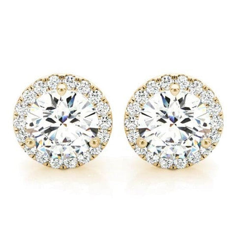 1.80 Ct. Halo Round Stud Earrings H Color SI1 GIA Certified