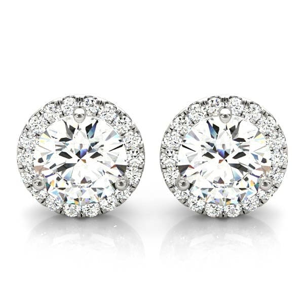 2.40 Ctw Round Halo Diamond Stud Earrings H Color SI1 GIA Certified - Image 2