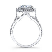 2.55 Ct. Halo Asscher Cut French & Micro Pave Diamond Engagement Ring GIA I,VS2