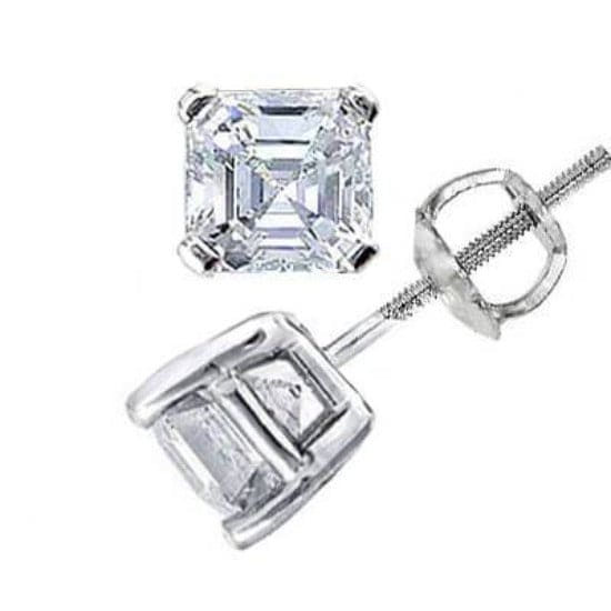 0.50 Ct. Asscher Cut Diamond Stud Earrings Natural H Color VS1 Clarity - Image 4