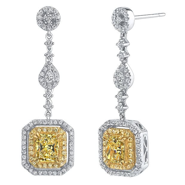 2.50 Ct Canary Fancy Yellow Radiant Cut Diamond Earrings VS1 GIA Certified - Image 2