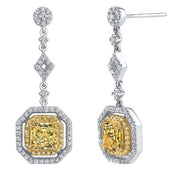 2.14 Ct. Rare Canary Fancy Yellow Cushion Cut Diamond Earrings (EGL Certified)