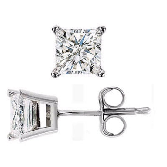 1.00 Ct. Princess Cut Stud Earrings E Color VS2 Clarity GIA Certified - Image 4