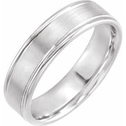 14K White Gold 6 mm Grooved Band