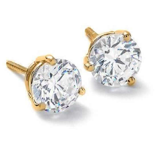Diamond Stud Earrings | 4 Carat Round Cut Martini Earrings