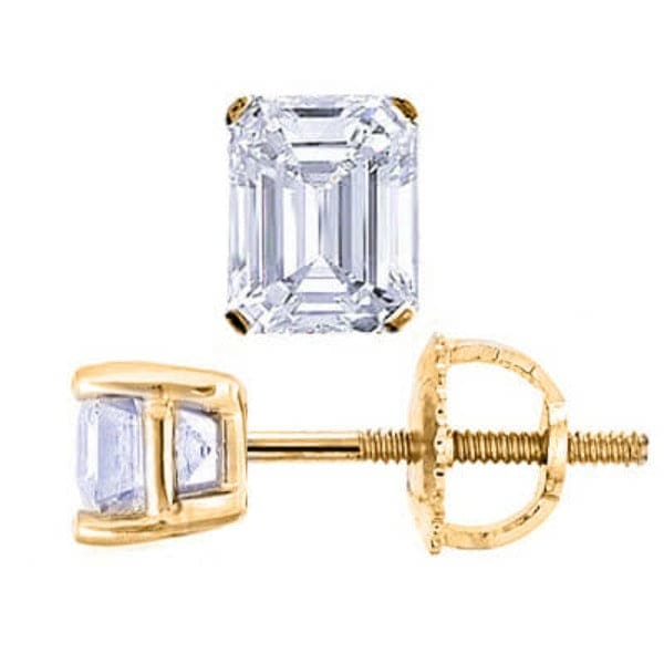 1.50 Ct. Emerald Cut Diamond Stud Earrings H Color VS1 Clarity - Image 4