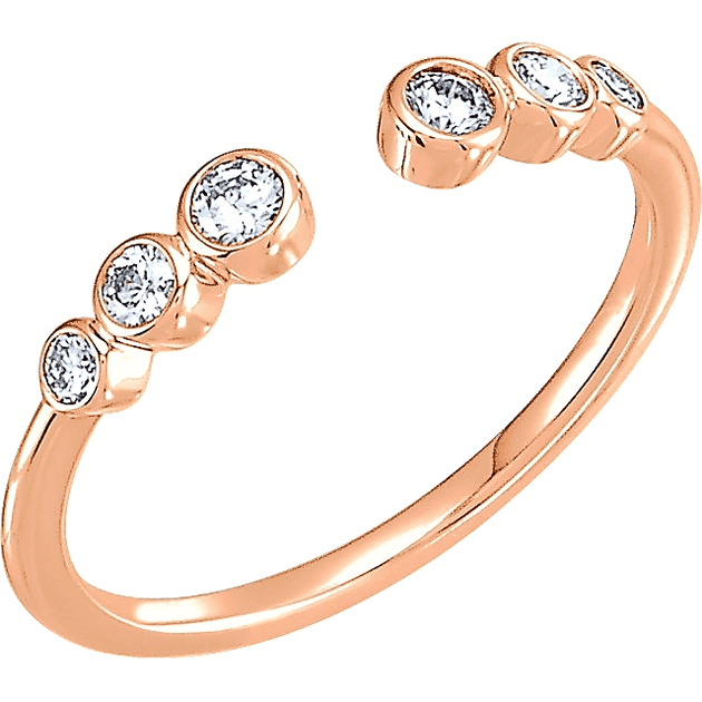 Six Stone Stackable Bezel Diamond Cuff Ring - Image 4