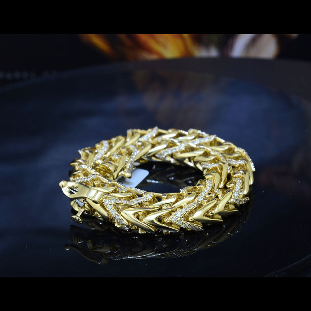 Mens gold franco bracelet 2025