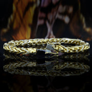 Men's Franco Chain Bracelet with Diamonds 14K Solid Gold 6mm 3.4 Carats
