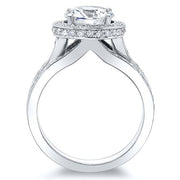 Cushion Halo Split Shank Engagement Ring Side Profile